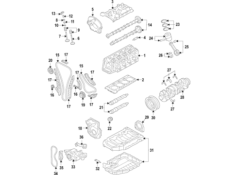 2022 Audi A5 Sportback Engine Parts, Mounts, Cylinder Head & Valves, Camshaft & Timing, Variable Valve Timing, Oil Cooler, Oil Pan, Oil Pump, Adapter Housing, Balance Shafts, Crankshaft & Bearings, Pistons, Rings & Bearings