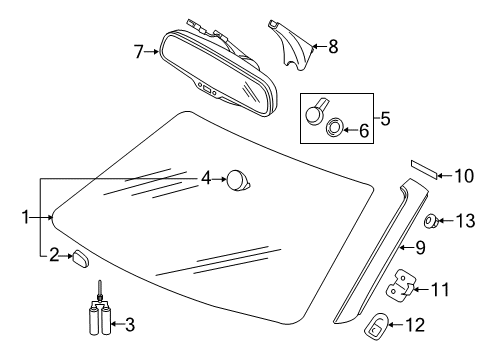 2013 Audi RS5 Windshield Glass, Reveal Moldings