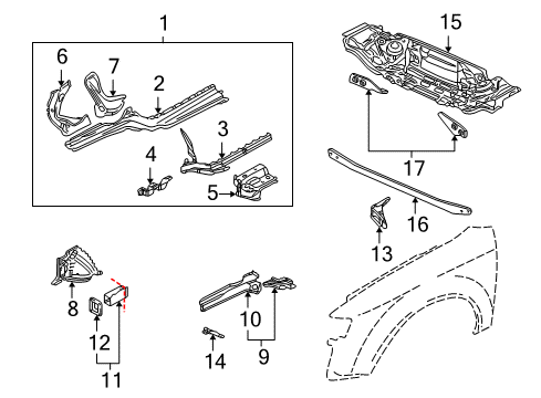 2004 Audi S4 Structural Components & Rails