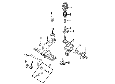 2010 Audi TT Quattro Front Suspension Components, Lower Control Arm, Ride Control, Stabilizer Bar