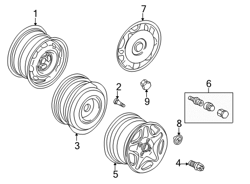 Wheel, Steel Diagram for 1H0-601-027-C