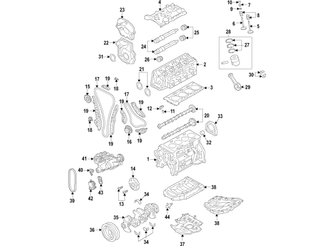 2022 Audi Q3 Engine Parts, Mounts, Cylinder Head & Valves, Camshaft & Timing, Variable Valve Timing, Oil Cooler, Oil Pan, Oil Pump, Balance Shafts, Crankshaft & Bearings, Pistons, Rings & Bearings