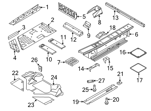 2015 Audi R8 Pillars, Rocker & Floor - Floor & Rails