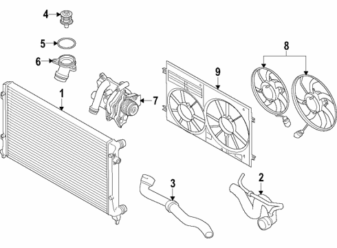 2017 Audi Q3 Quattro Cooling System, Radiator, Water Pump, Cooling Fan