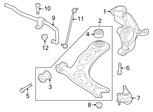 2023 Audi RS3 Front Suspension Components, Lower Control Arm, Ride Control, Stabilizer Bar