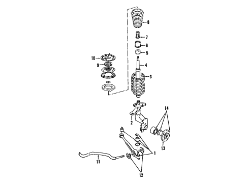 1991 Audi 100 Quattro Front Suspension Components, Lower Control Arm, Stabilizer Bar