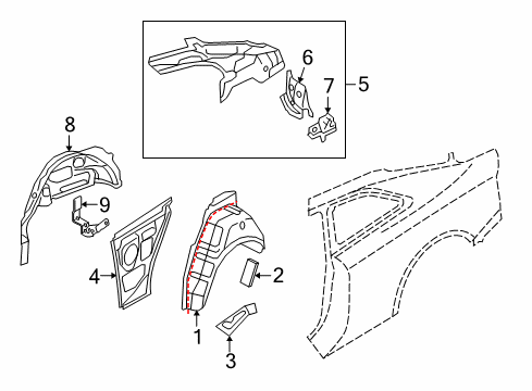 2013 Audi RS5 Inner Structure - Quarter Panel