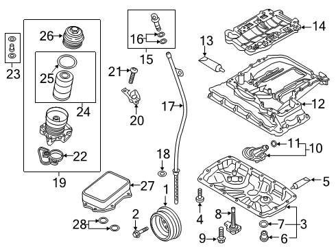 2019 Audi RS5 Sportback Engine Parts, Mounts, Cylinder Head & Valves, Variable Valve Timing, Oil Cooler, Oil Pan, Oil Pump, Crankshaft & Bearings, Pistons, Rings & Bearings