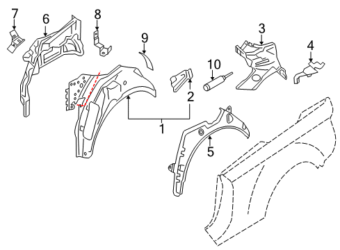 2013 Audi RS5 Inner Structure - Quarter Panel Diagram 1