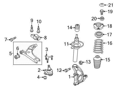 2012 Audi TT RS Quattro Front Suspension Components, Ride Control Diagram 1