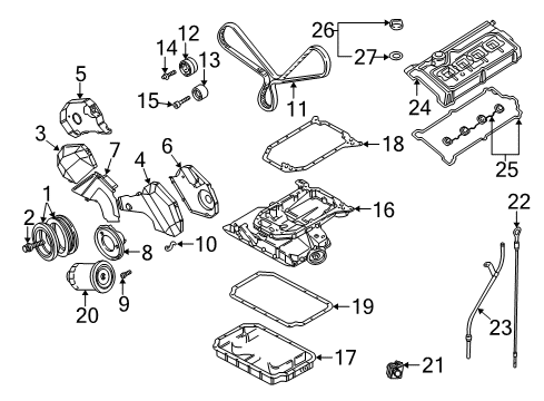 2001 Audi S4 Engine Parts, Mounts, Cylinder Head & Valves, Camshaft & Timing, Variable Valve Timing, Oil Cooler, Oil Pan, Oil Pump, Crankshaft & Bearings, Pistons, Rings & Bearings