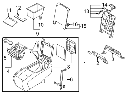 2013 Audi Q7 Front Console, Rear Console