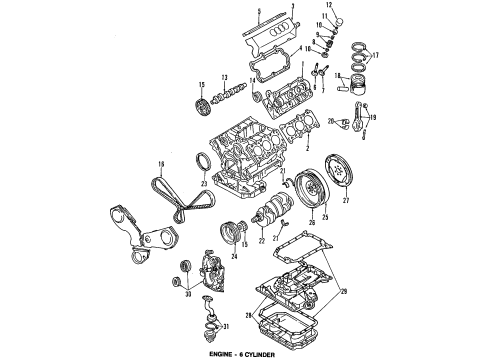 1995 Audi 90 Engine Parts, Mounts, Cylinder Head & Valves, Camshaft & Timing, Oil Pan, Oil Pump, Crankshaft & Bearings, Pistons, Rings & Bearings