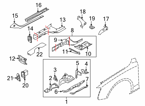 2010 Audi S5 Structural Components & Rails