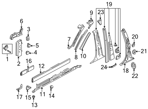 1999 Audi A8 Quattro Center Pillar, Hinge Pillar, Rocker