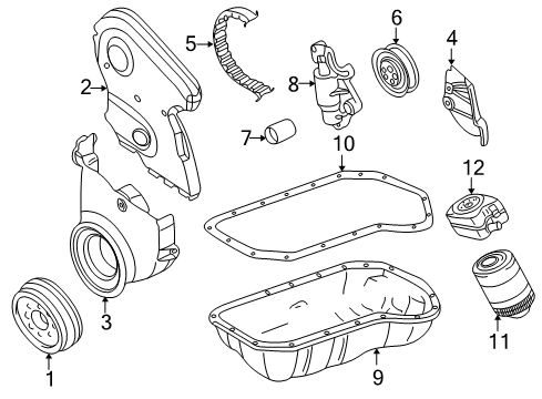 1998 Audi A4 Quattro Engine Parts, Mounts, Cylinder Head & Valves, Camshaft & Timing, Variable Valve Timing, Oil Cooler, Oil Pan, Oil Pump, Crankshaft & Bearings, Pistons, Rings & Bearings