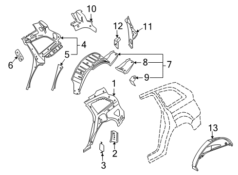 2013 Audi Q7 Inner Structure - Quarter Panel