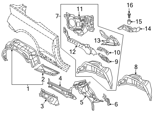 2022 Audi S5 Inner Structure - Quarter Panel