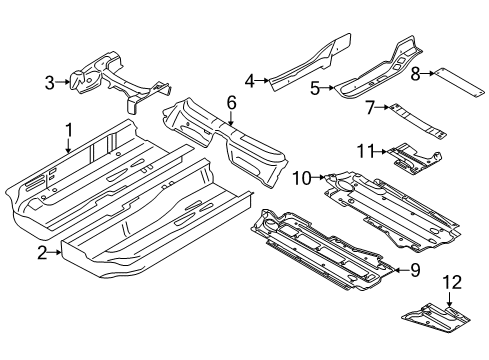 2010 Audi A6 Quattro Pillars, Rocker & Floor - Floor & Rails Diagram 2