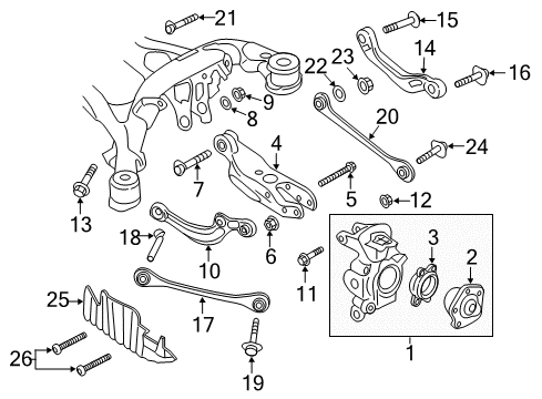 2017 Audi Q7 Rear Suspension, Control Arm Diagram 1