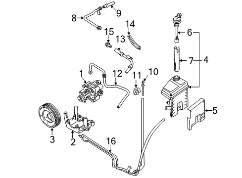 2001 Audi A6 Quattro Power Steering Pump Diagram for 3B7-422-154-A