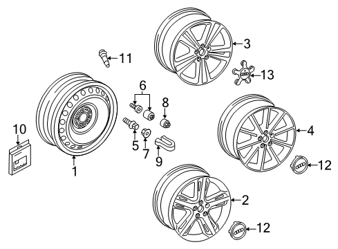 2019 Audi A3 Wheels, Covers & Trim Diagram 1