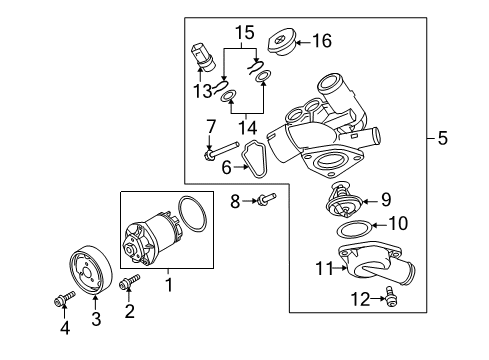 2009 Audi TT Quattro Water Pump Assembly Diagram for 022-121-011