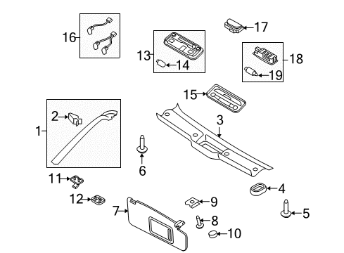 2014 Audi TTS Quattro Interior Trim - Roof Diagram 1