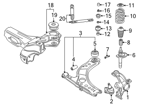 2006 Audi TT Front Suspension Components, Lower Control Arm, Stabilizer Bar