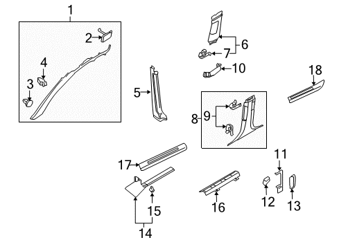 2008 Audi S8 Interior Trim - Pillars, Rocker & Floor