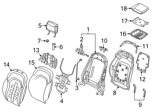 2020 Audi A8 Quattro Front Seat Components Diagram 2