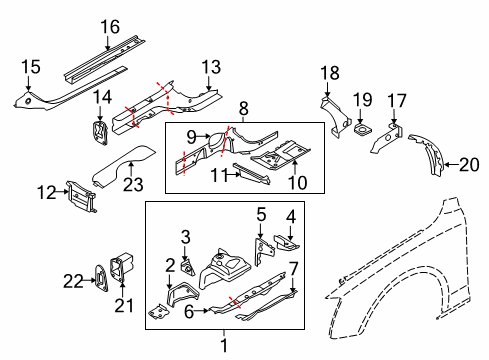 2013 Audi RS5 Structural Components & Rails