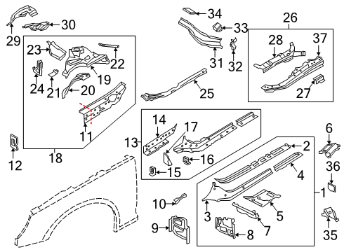 2021 Audi S4 Structural Components & Rails