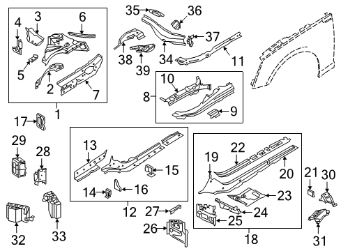 2022 Audi S5 Structural Components & Rails