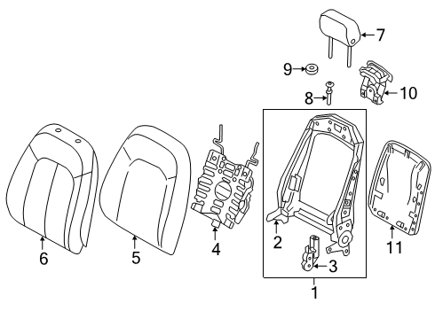 2022 Audi e-tron Quattro Front Seat Components Diagram 1