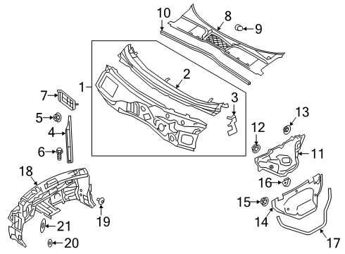 2021 Audi A5 Quattro Cowl Diagram 1