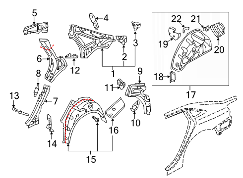 2016 Audi S3 Inner Structure - Quarter Panel