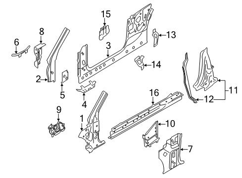 2010 Audi S5 Hinge Pillar, Lock Pillar, Rocker Panel