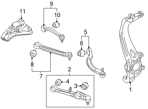 2004 Audi S4 Front Suspension Components, Lower Control Arm, Stabilizer Bar