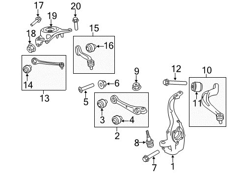 2010 Audi Q5 Front Suspension Components, Lower Control Arm, Stabilizer Bar