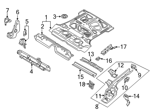 2017 Audi Q3 Quattro Rear Body - Floor & Rails