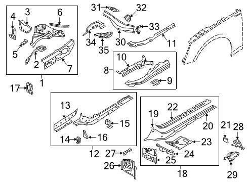 2022 Audi A5 Sportback Structural Components & Rails