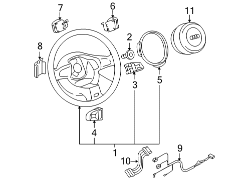 2005 Audi A8 Quattro Steering Column & Wheel, Steering Gear & Linkage