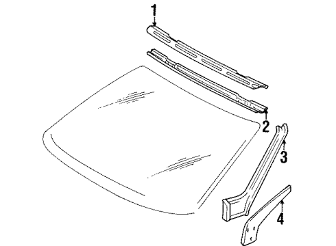 1998 Audi Cabriolet Windshield Header & Components