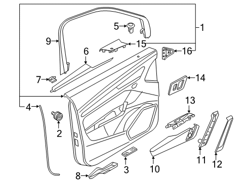 2023 Audi SQ5 Interior Trim - Front Door Diagram 1