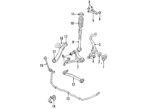 1995 Audi 90 Quattro Rear Axle, Lower Control Arm, Upper Control Arm, Stabilizer Bar, Suspension Components