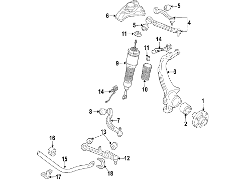 2008 Audi S8 Front Suspension Components, Lower Control Arm, Ride Control, Stabilizer Bar