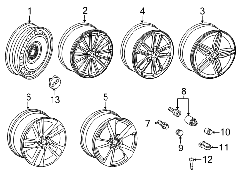 2023 Audi S5 Wheels, Covers & Trim Diagram 2