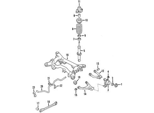 1998 Audi A6 Quattro Rear Suspension Components, Lower Control Arm, Upper Control Arm, Stabilizer Bar