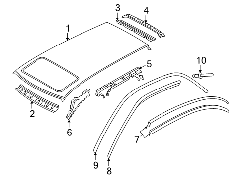 2000 Audi A4 Quattro Roof & Components, Exterior Trim, Body Diagram 2